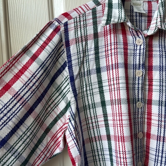 Vintage Old Navy Clothing Co. Plaid Knit Button-Up Flannel Red, Green,Blue,white - Picture 7 of 11
